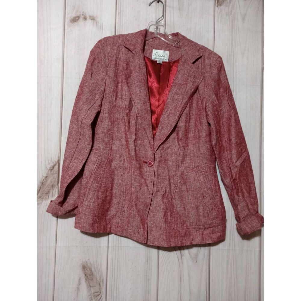 Linea by Louis Dell'Olio Red Linen Blend Blazer Jacket Women's Size S